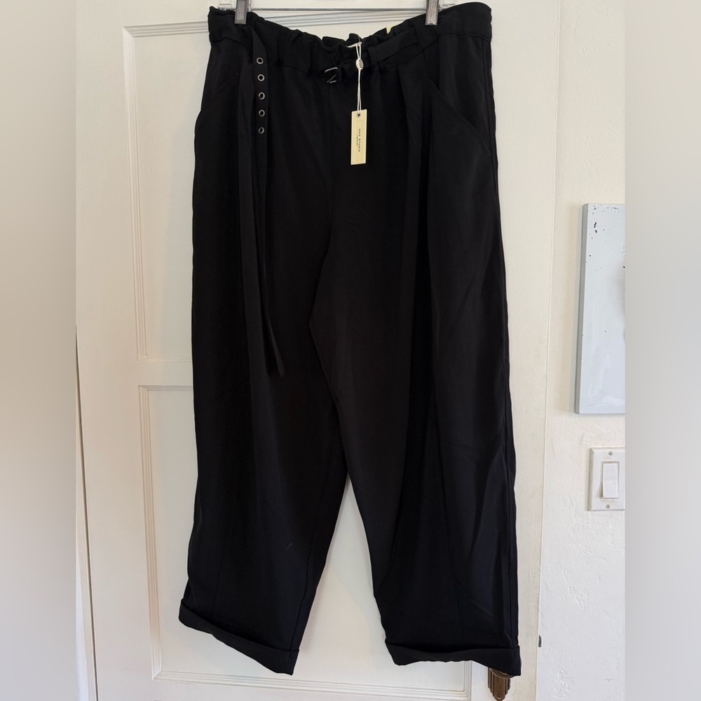Max Studio Black Barrel Leg Trousers